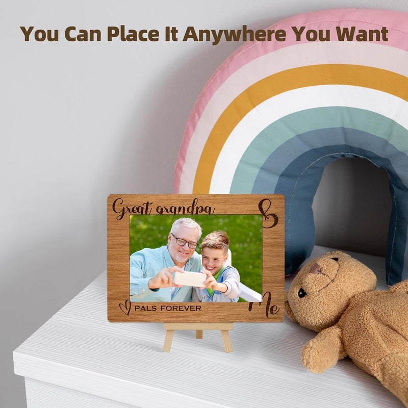 OXRUN Grandpa & Me Picture Frame, Grandfather Gifts Wooden Photo Frame with Easel, Display Photo Insert, 4x6 Picture Frame for Tabletop Display - A08 - Image 4